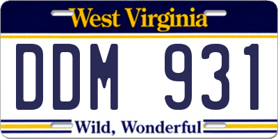 WV license plate DDM931