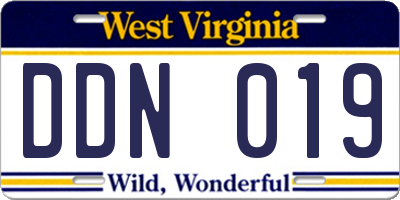 WV license plate DDN019