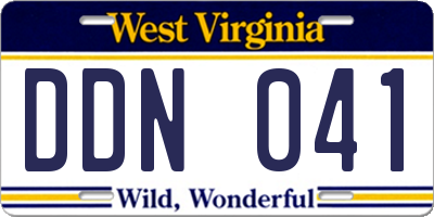 WV license plate DDN041