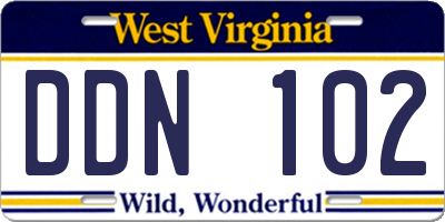 WV license plate DDN102