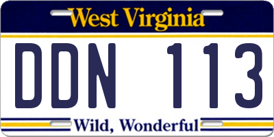 WV license plate DDN113