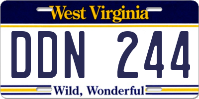 WV license plate DDN244