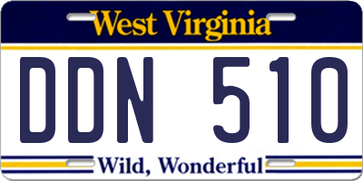 WV license plate DDN510