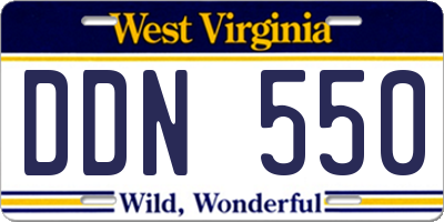 WV license plate DDN550