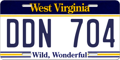 WV license plate DDN704