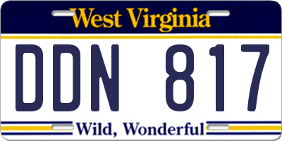 WV license plate DDN817