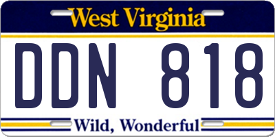WV license plate DDN818