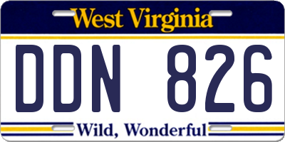 WV license plate DDN826
