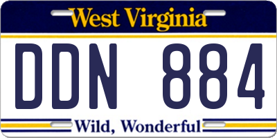 WV license plate DDN884