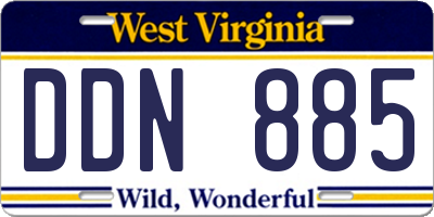 WV license plate DDN885