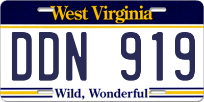 WV license plate DDN919