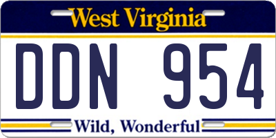 WV license plate DDN954