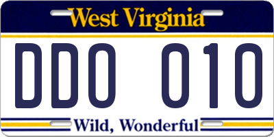 WV license plate DDO010