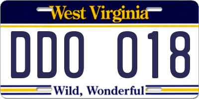 WV license plate DDO018