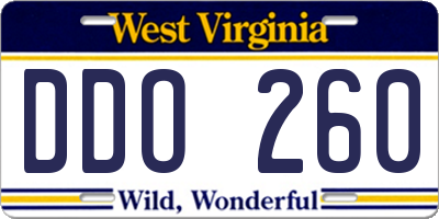 WV license plate DDO260