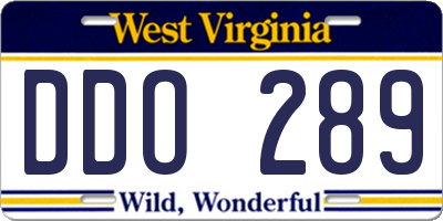 WV license plate DDO289