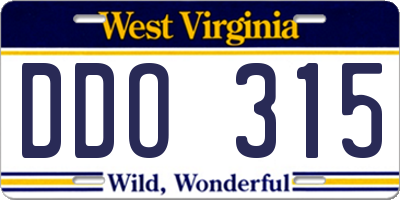 WV license plate DDO315