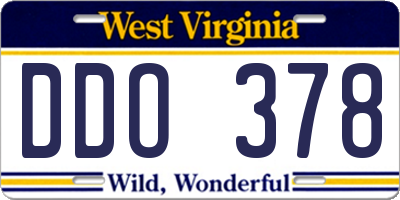 WV license plate DDO378