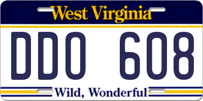 WV license plate DDO608