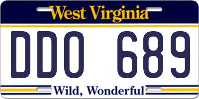 WV license plate DDO689