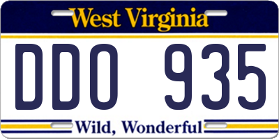 WV license plate DDO935