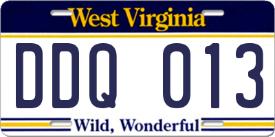 WV license plate DDQ013