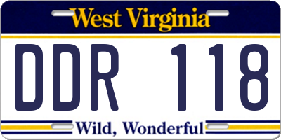 WV license plate DDR118