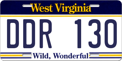 WV license plate DDR130