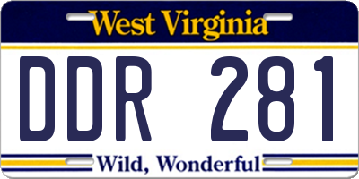 WV license plate DDR281