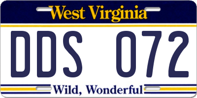 WV license plate DDS072