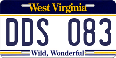 WV license plate DDS083