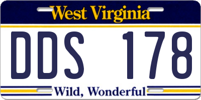 WV license plate DDS178
