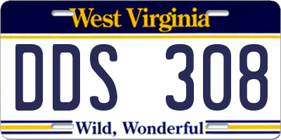 WV license plate DDS308
