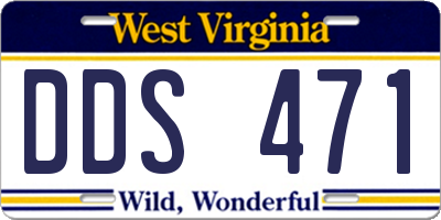 WV license plate DDS471