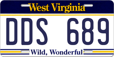 WV license plate DDS689