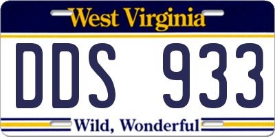 WV license plate DDS933