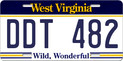 WV license plate DDT482