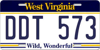 WV license plate DDT573