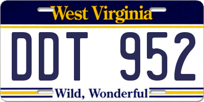 WV license plate DDT952