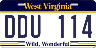 WV license plate DDU114