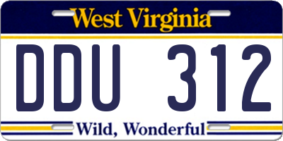 WV license plate DDU312