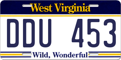 WV license plate DDU453