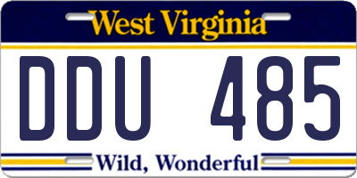 WV license plate DDU485