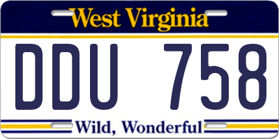 WV license plate DDU758