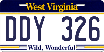 WV license plate DDY326
