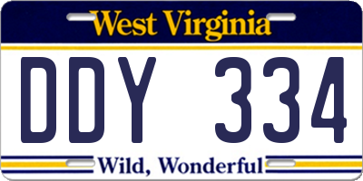WV license plate DDY334