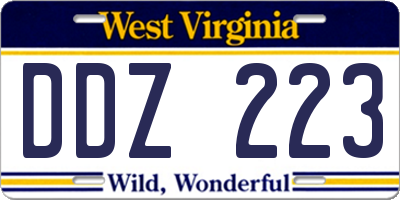 WV license plate DDZ223
