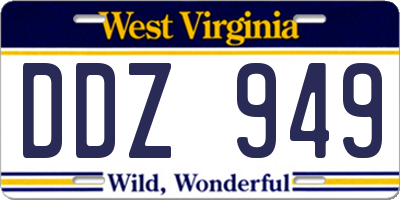 WV license plate DDZ949