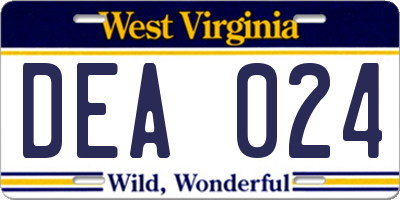 WV license plate DEA024