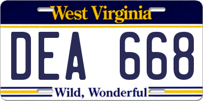 WV license plate DEA668